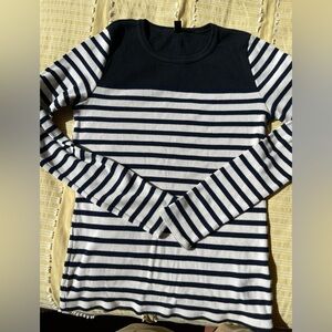 Gap Ribbed Blue/Cream Striped Long Sleeve Top - size Medium